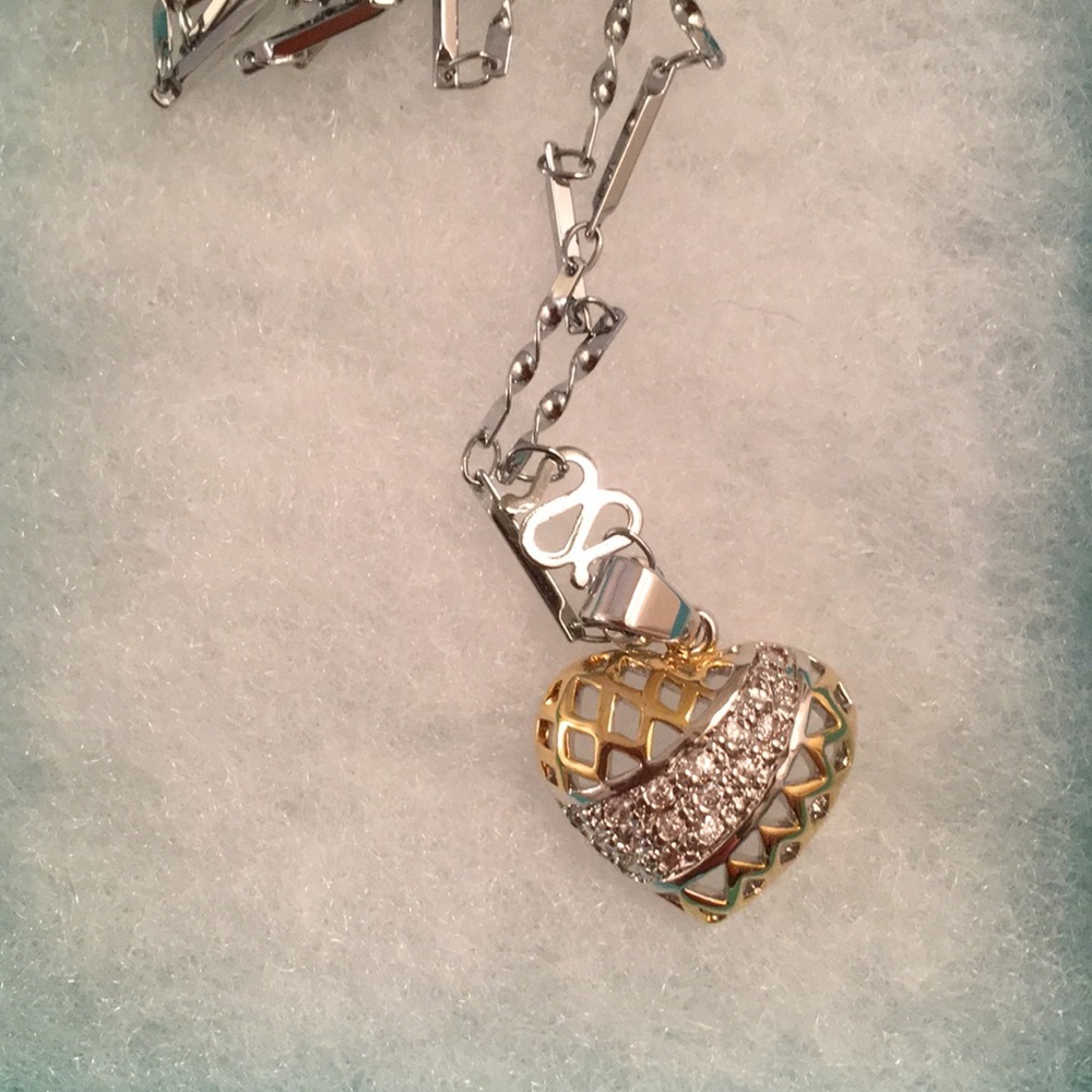 Stunning Gold/Silver Diamond Heart Necklace